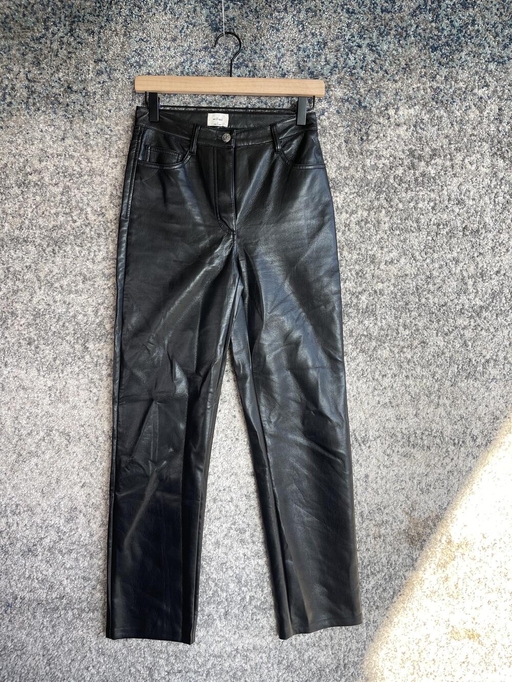 Wilfred Faux Leather Pants Womens 2 Black High Rise Straight Leg Aritzia Vegan